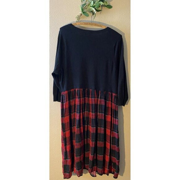 COPY - Torrid Mini Challis To Knit Dress 1X Black Red Plaid Pleated Skirt Pocke… - Picture 5 of 7